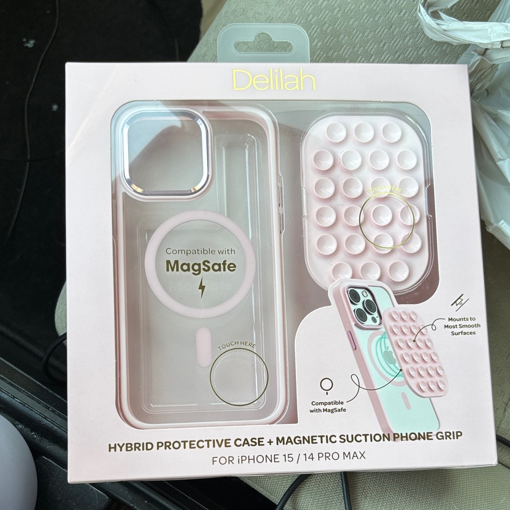 Delilah Pink Hybrid Protective Case with Magnetic Grip for iPhone